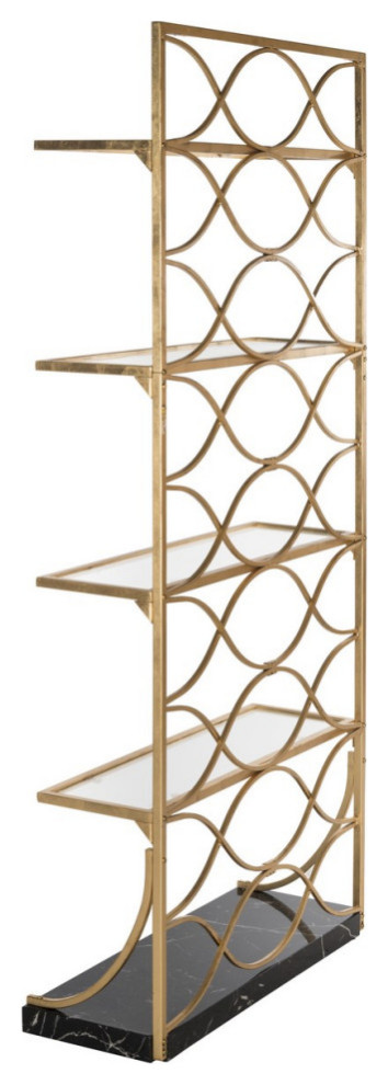 Pami 4 Glass Tier Marble Base Etagere/ Bookcase Gold/ Black/ Clear   Modern   Bookcases   by Virgil Stanis Design  Houzz