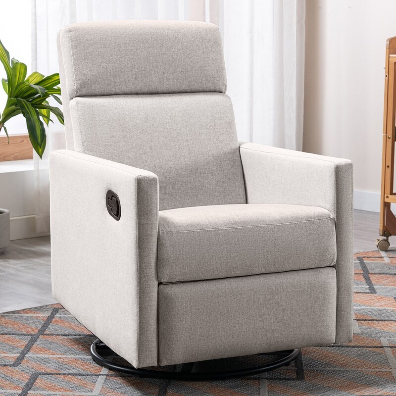 Linen Rocker Plush Seating Glider Swivel Recliner Chair