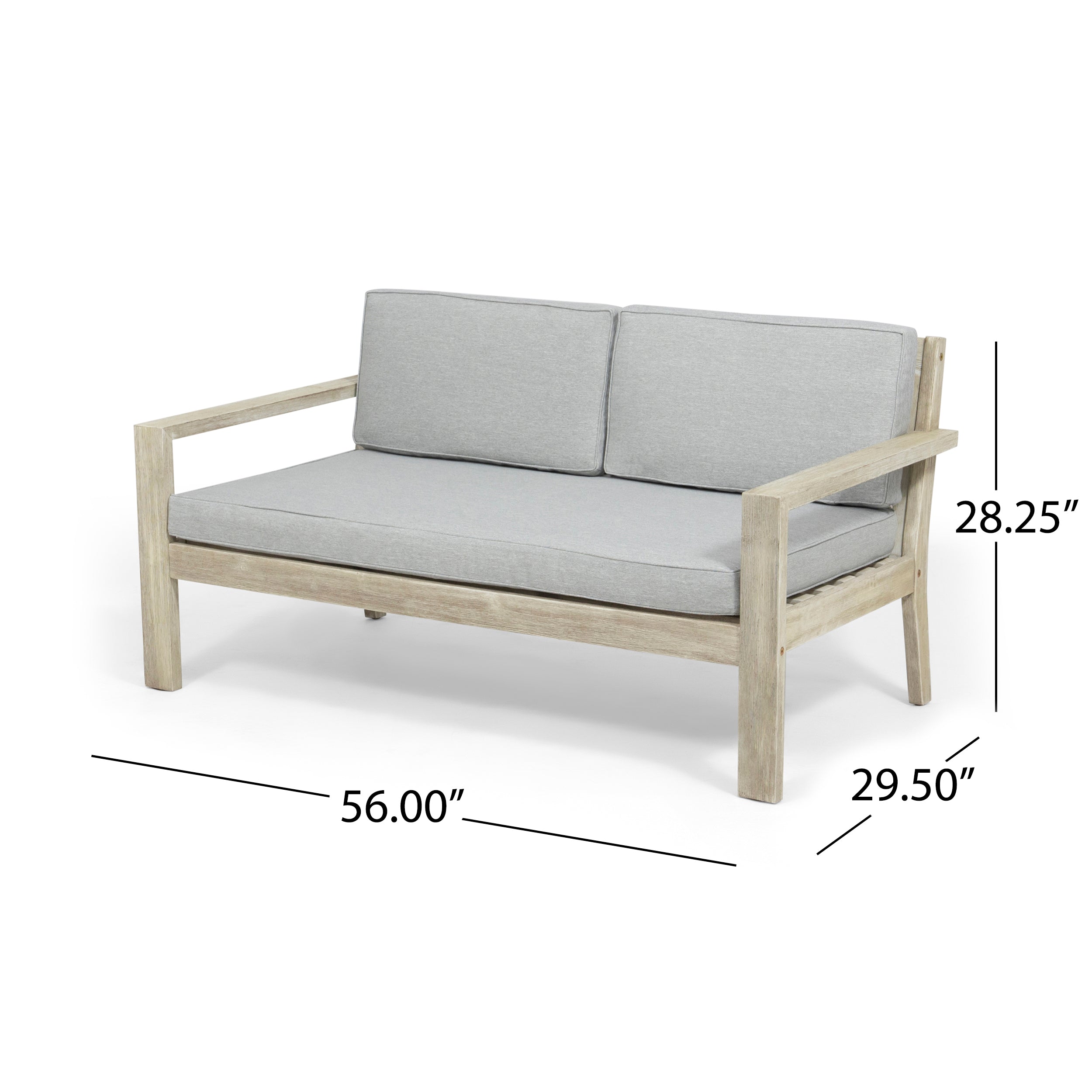 Dominic Outdoor 4 Seater Acacia Wood Chat Set with Cushions