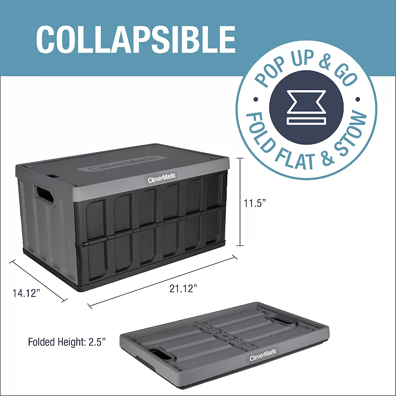 CleverMade Collapsible Storage Bin with Lid 3-piece Set