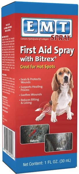 PetAg EMT First Aid Spray with Bitrex for Dogs， Cats and Small Pets， 1-oz bottle