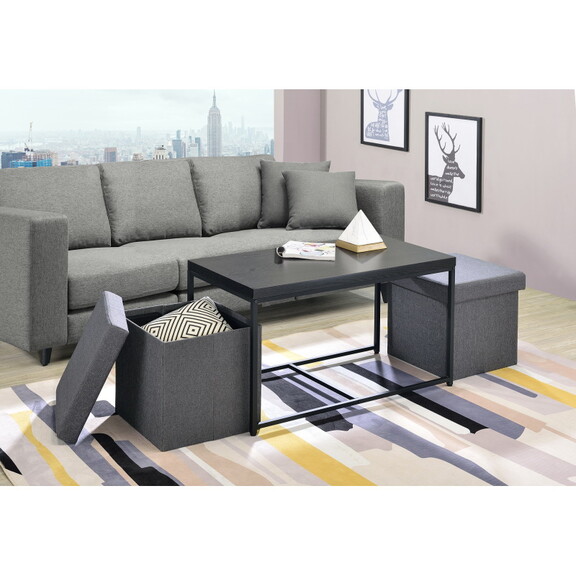 Murph Black Wood Grain 3 Piece Coffee Table Set B0...