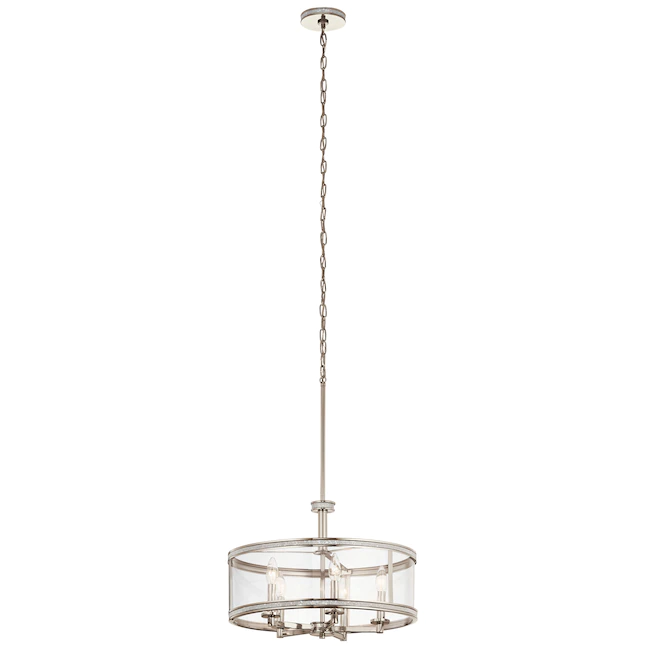 Kichler 34832 Angelica 5-Light Polished Nickel Modern/Contemporary Clear Glass Drum Pendant Light