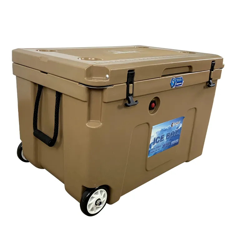 TOLEE Large 70L Plastic Outdoor Strong Hiking Camping Cooler Box Medical Vaccine Blood Carrier Cooler Box with Wheel and Handle