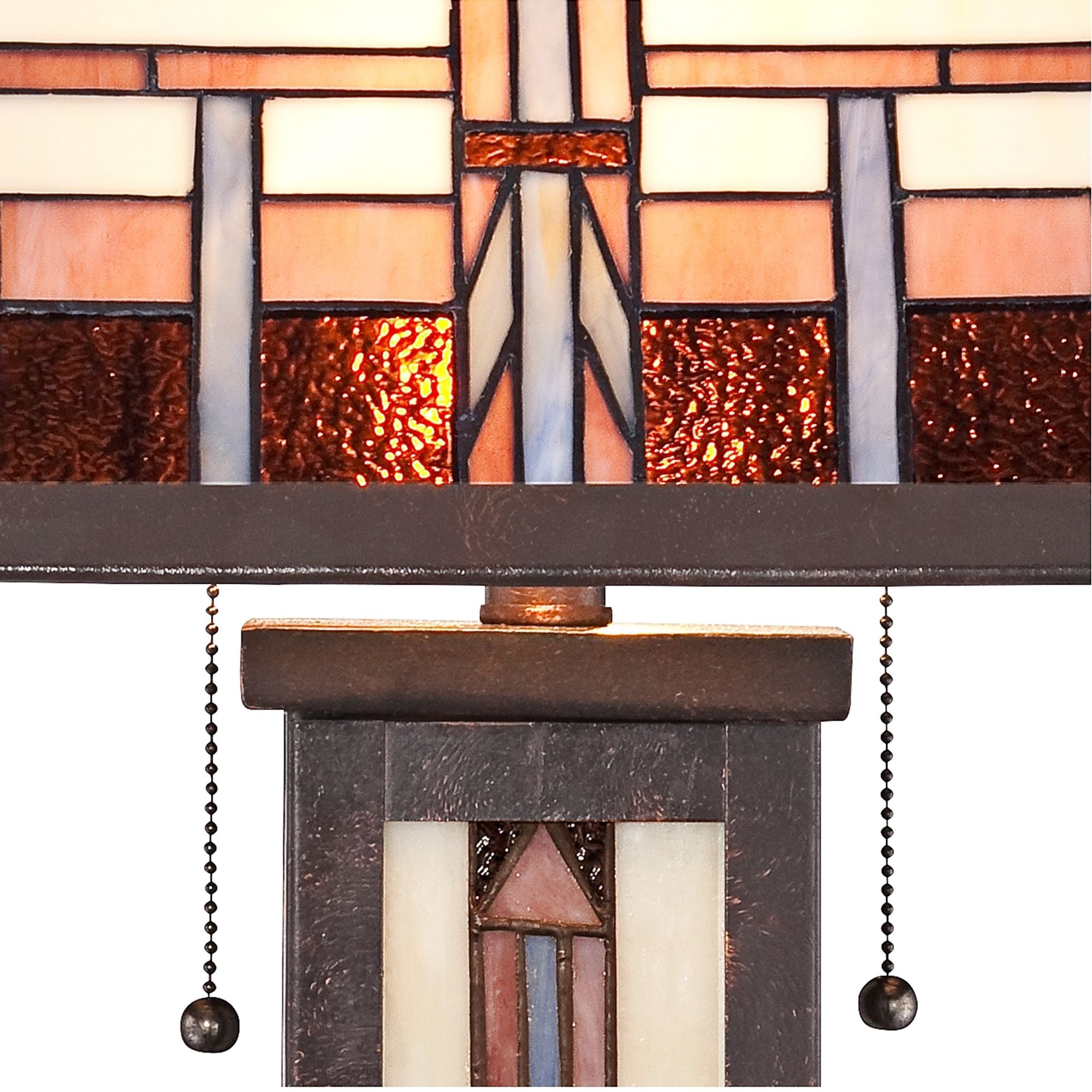 Robert Louis Tiffany Mission Style Table Lamp with Table Top Dimmer 26" High Bronze Art Stained Glass Shade for Living Room Bedroom (Color May Vary)