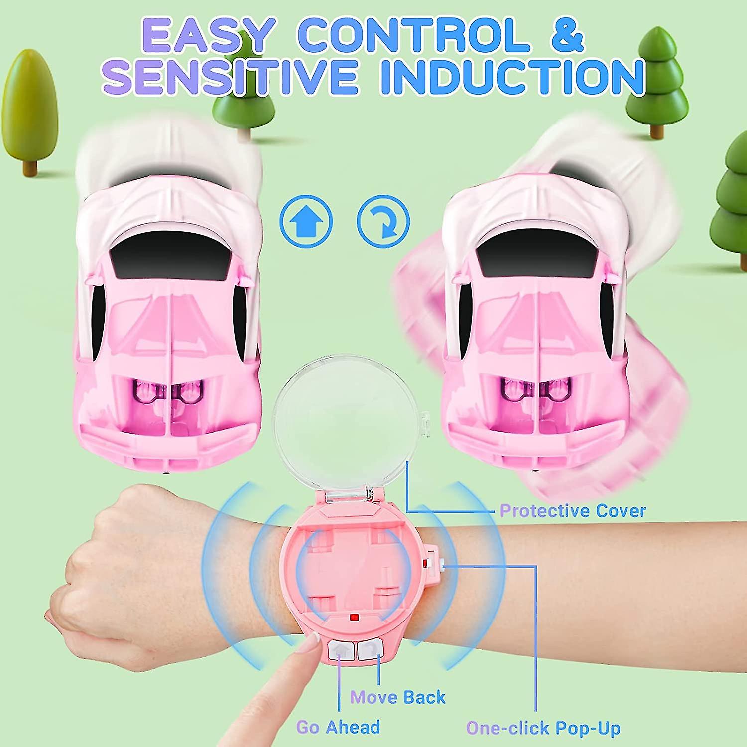 Mini Remote Control Car Watch Toys， 2.4 Ghz Tiktok Watch Car， Cartoon Rc Watch Racing Car For Kids Gift