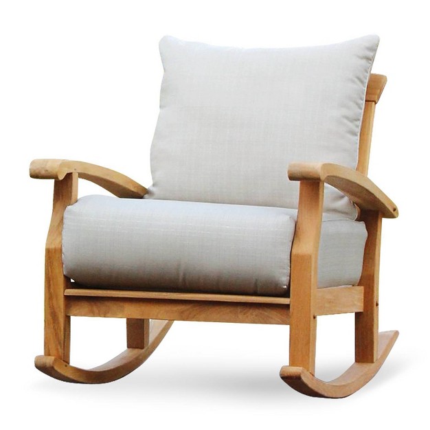 Caterina Teak Patio Rocking Chair With Cushion Cambridge Casual