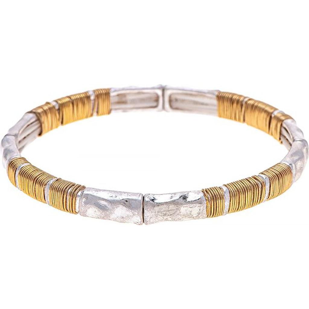 Rain  Silver Gold Wrap Stackable Bracelet