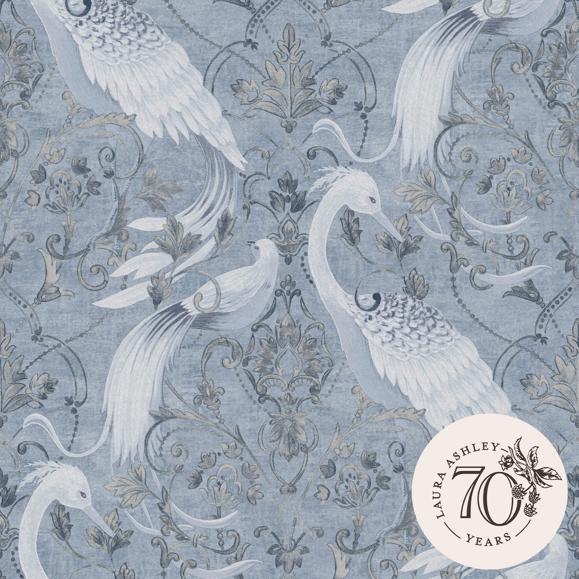 Laura Ashley Tregaron Midnight Blue Wallpaper