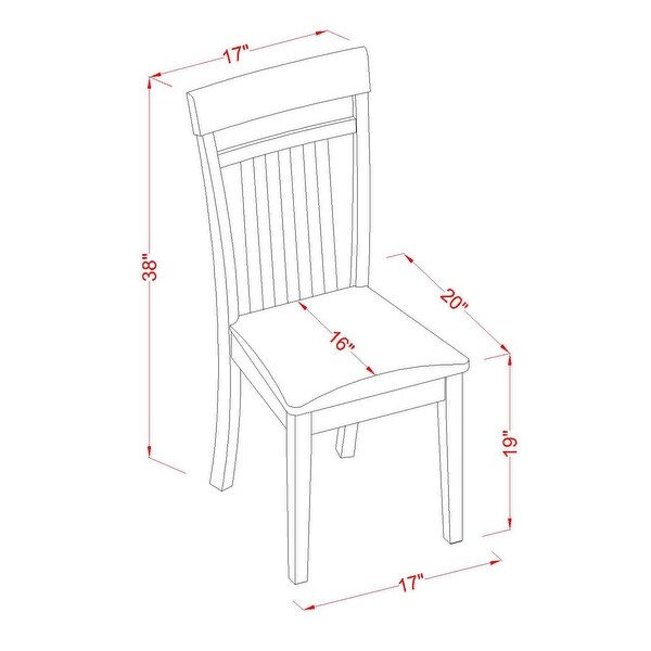 3-Pc Kitchen Dining Set - 1 Kitchen Dining Table and 2 Dining Room Chairs - Mahogany Finish (Seat's Type Options)