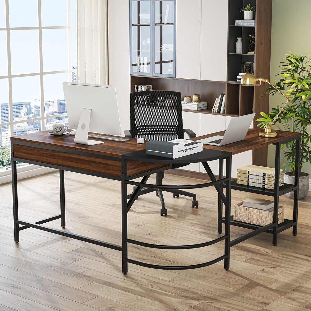 Height Adjustable L Shaped Desk 59\