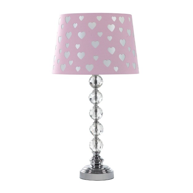 Novelty Kids x27 Metal Table Lamp With Heart Shade Pink Ore International