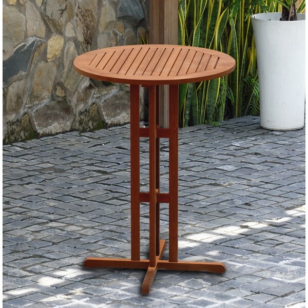 Ibiza 1-Piece Patio Round Bar Table Eucalyptus Wood Ideal for Outdoors and Indoors， Brown