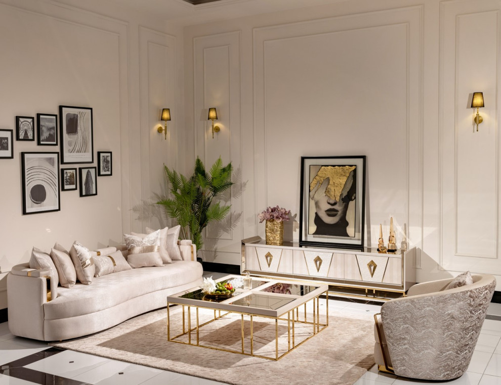 Carmela Media Cabinet Shimmering Ivory   Contemporary   Entertainment Centers And Tv Stands   by Michael Amini  Houzz