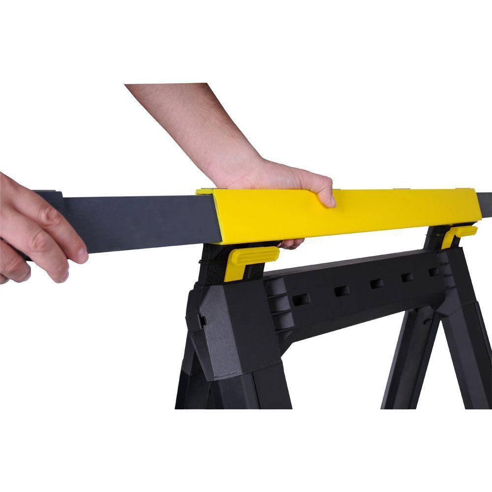 Stanley 32 in. H Plastic 2-Way Adjustable Folding Sawhorse (2 Pack) STST60626