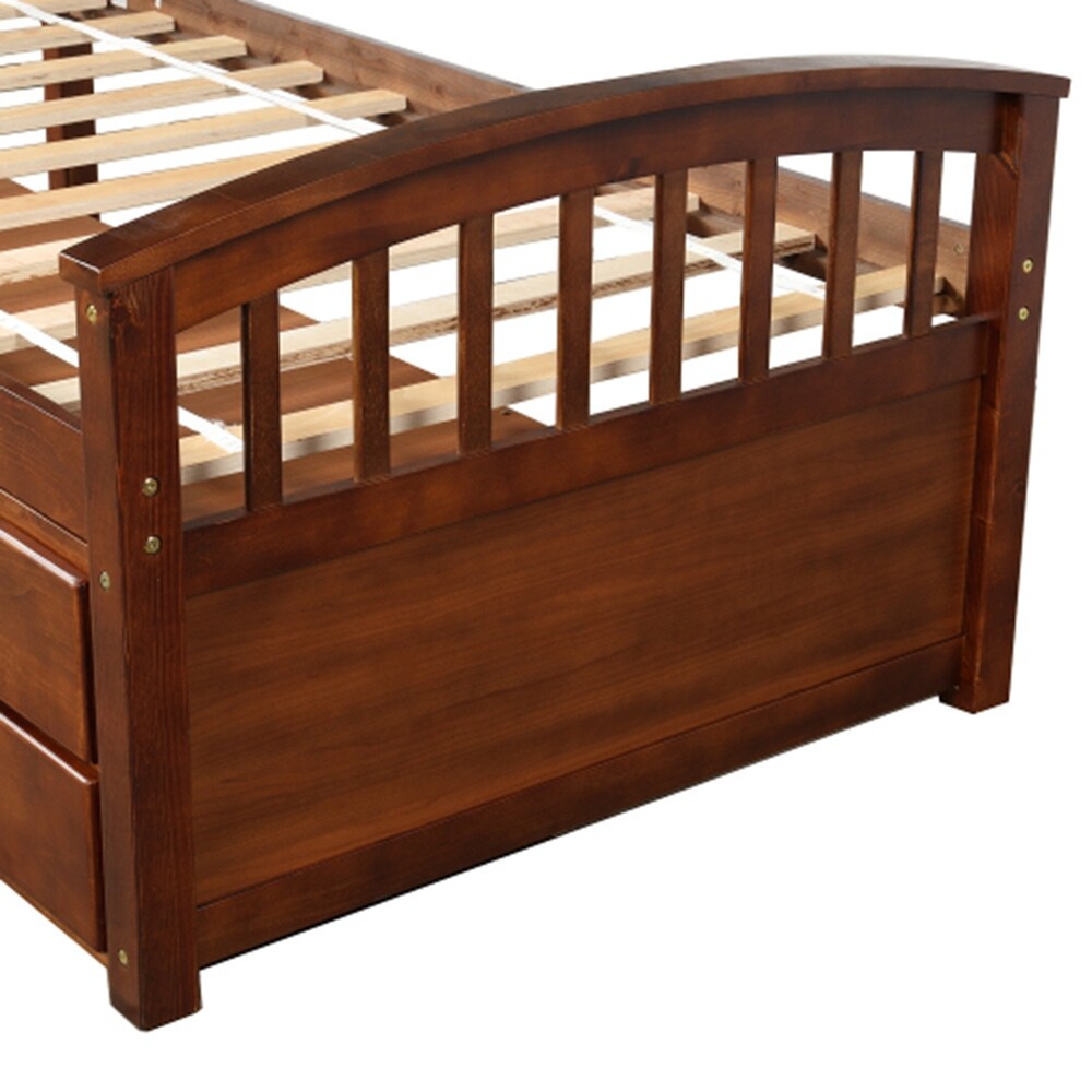 Solid Wood Platform Storage Bed with Drawers