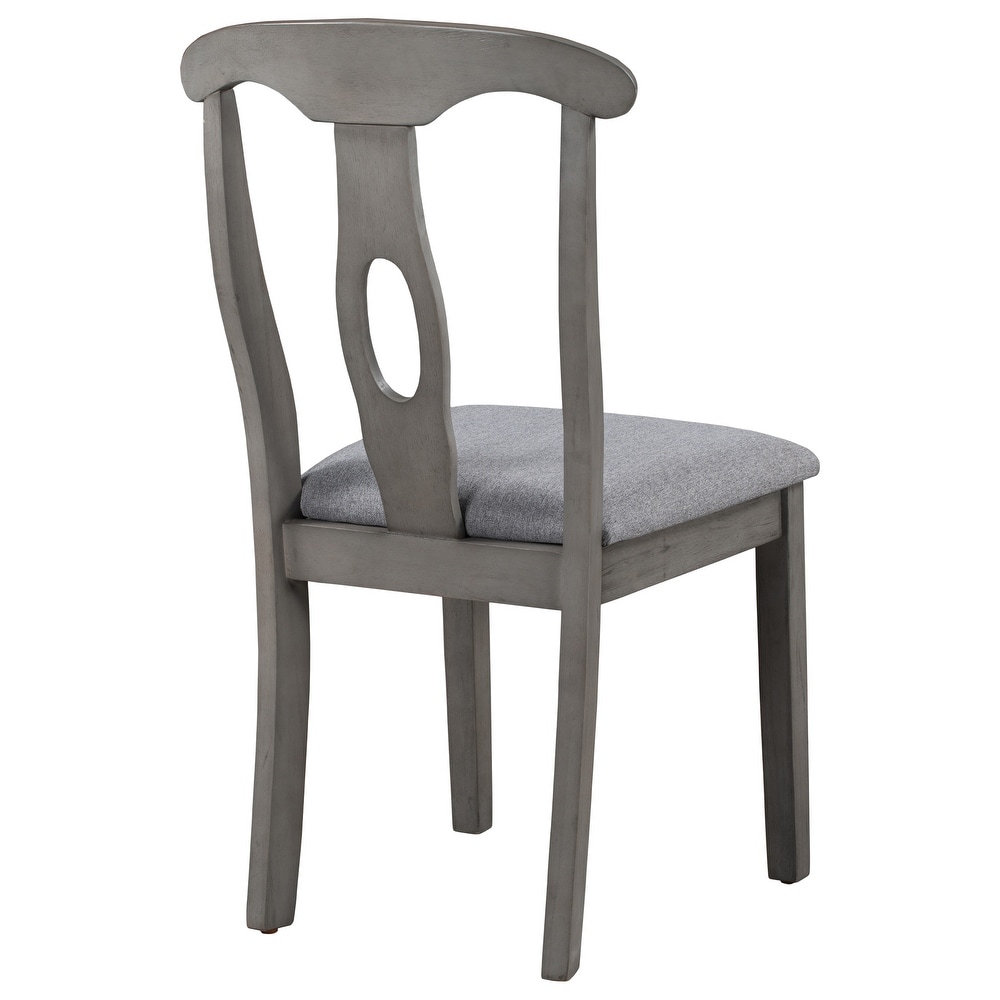 Rustic Wood Padded Dining Chairs for 4  Grey