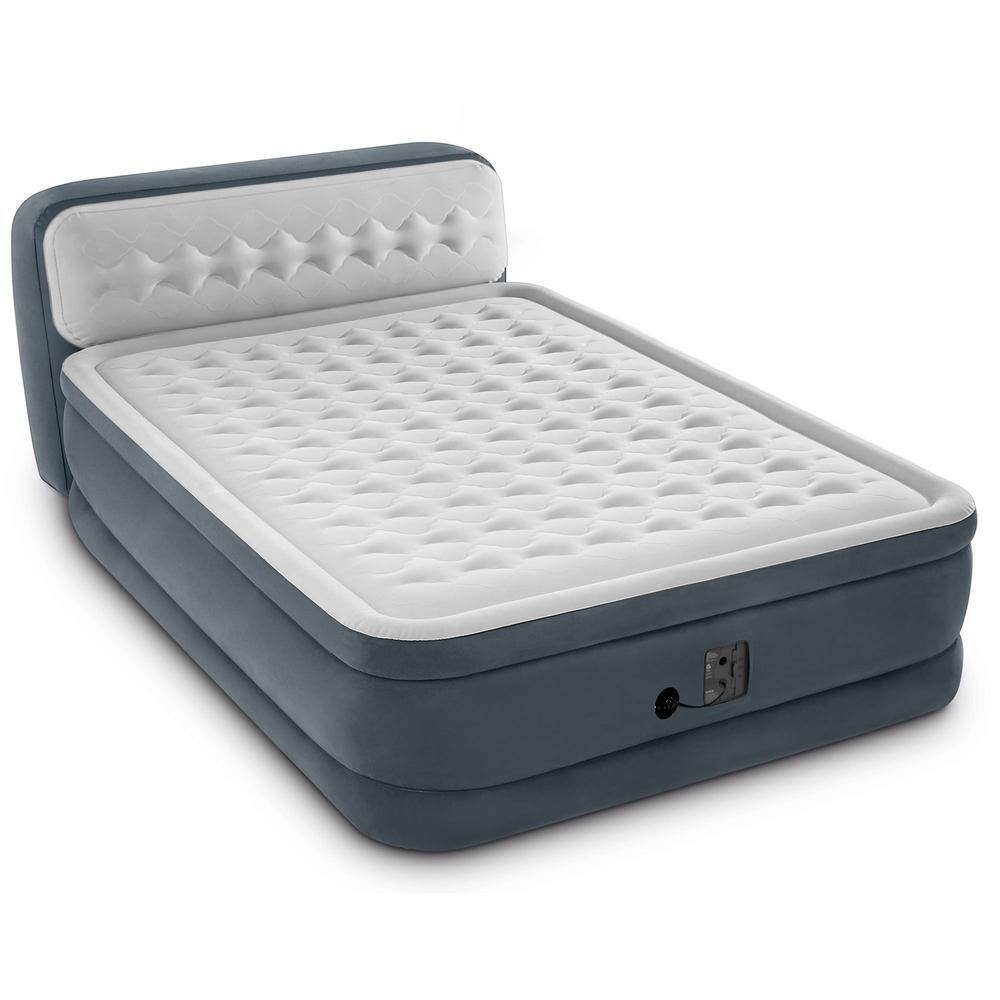 INTEX Queen Ultra Plush Deluxe Air Mattress with Pump and Headboard 64447EP