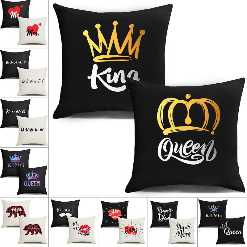 PWFE Double Sided Valentine's Day Mother's Day King Queen Throw Pillow 18x18 Inch