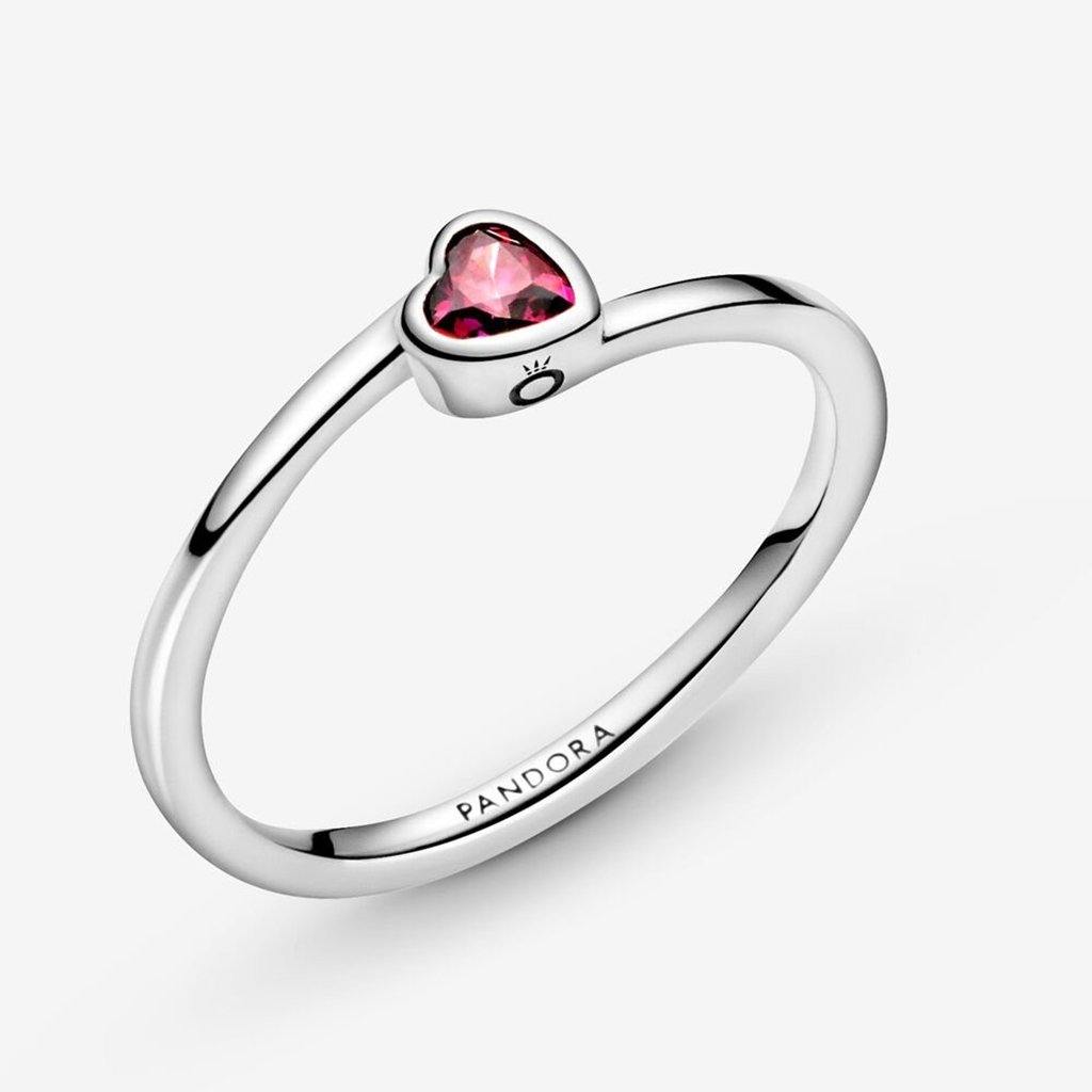 PANDORA  Red Tilted Heart Solitaire Ring