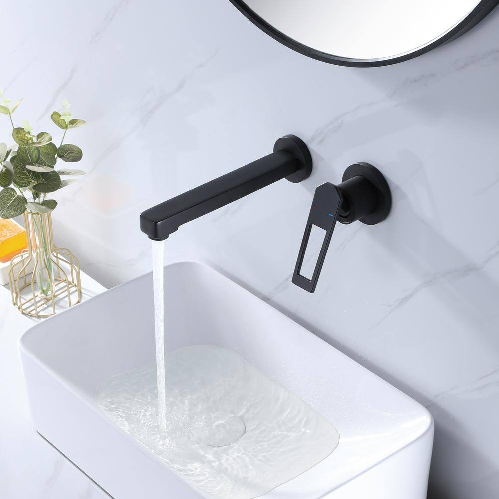 Hlihome Single-Handle Wall Mounted Bathroom Faucet in Matte Black RBDK-0894-MB