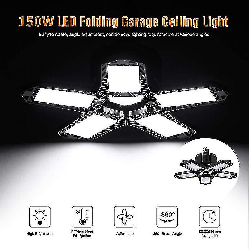 150w Led Garage Lights E27/e26 8000lm Lamp Adjustable Deformable Bulb Ceiling Light For Shop/storage