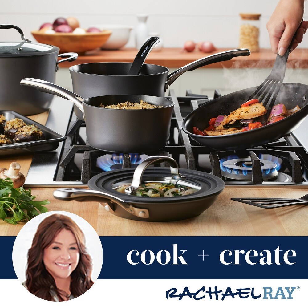 Rachael Ray Cook + Create Hard Anodized Nonstick Frying Pan Set  2 Piece  Black