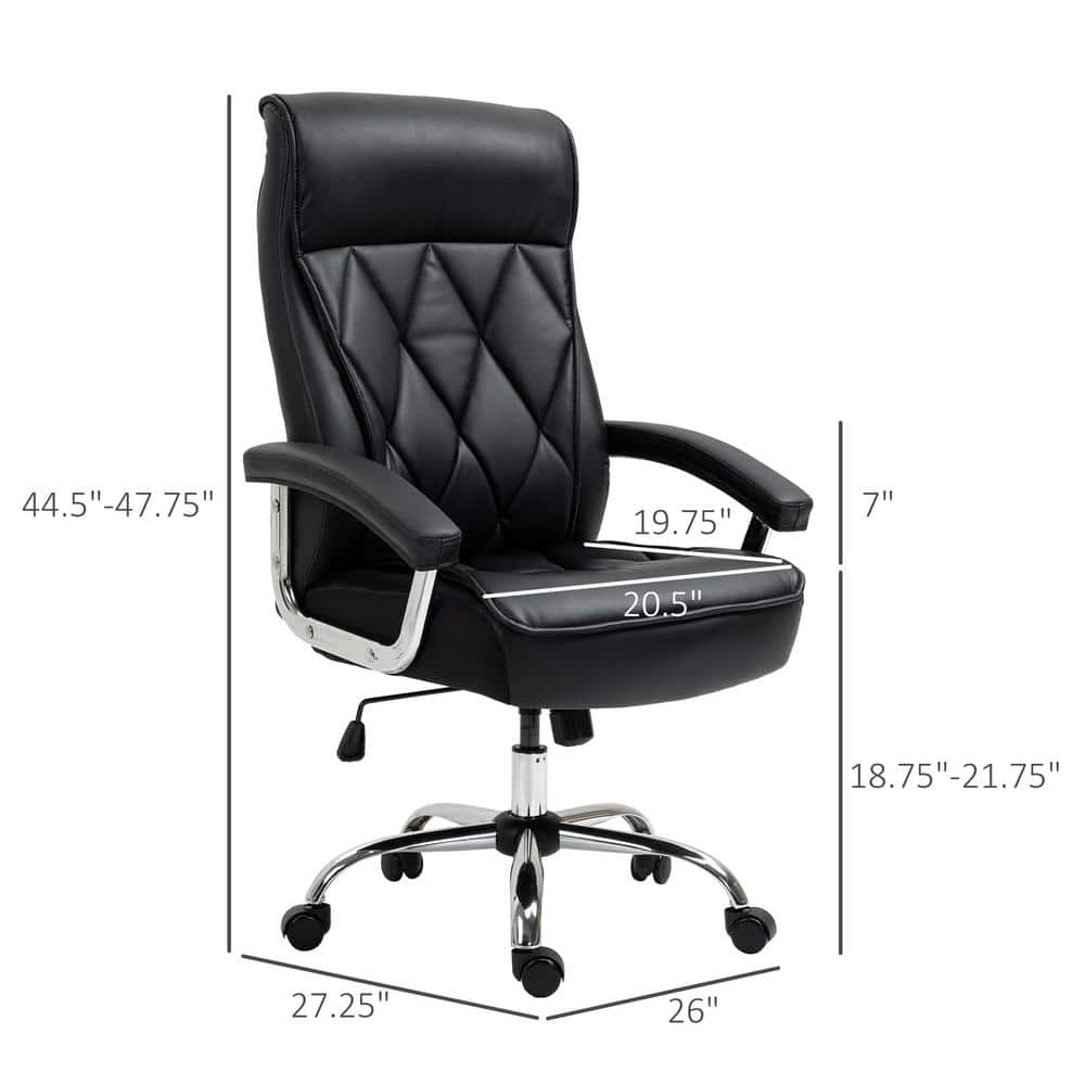 Vinsetto Black, High Back Home Office Chair Computer Task Seat Adjustable Ergonomic Executive Chair Diamond-Stitched PU Leather 921-473V80BK