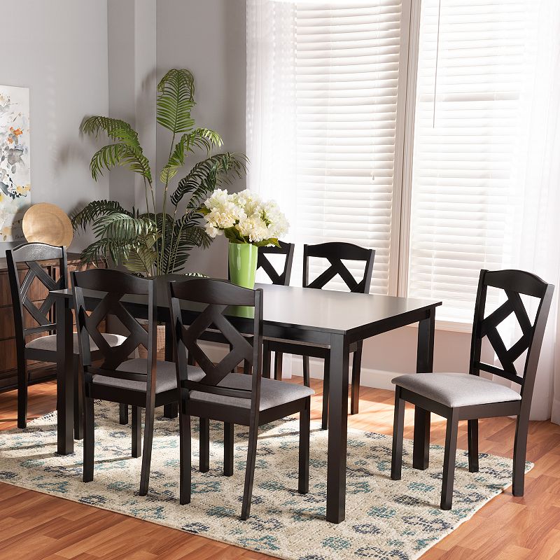 Baxton Studio Ruth Dining Table and Chair 7-piece Set