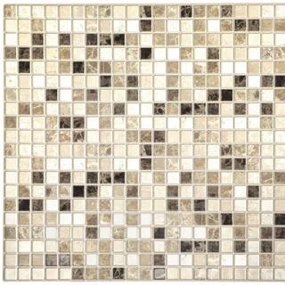 Dundee Deco 3D Falkirk Retro III 38 in. x 19 in. Charcoal Brown Faux Mosaic PVC Decorative Wall Paneling GRHDPG7126