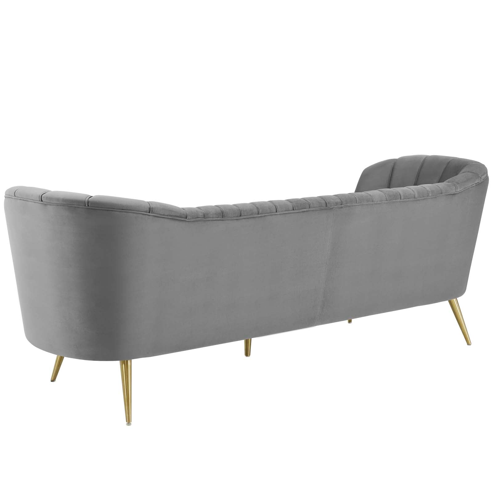 Opportunity Vertical Channel Tufted Curved Performance Velvet Sofa-EEI-3453