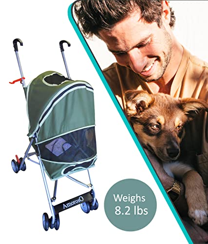 Pet Stroller | Dog Stroller and Cat Stroller Polyester， Heavy Duty， and Folding Pet Stroller For Travel | Mesh Viewing Window | Water-Proof And Stain-Proof | With Backside Storage