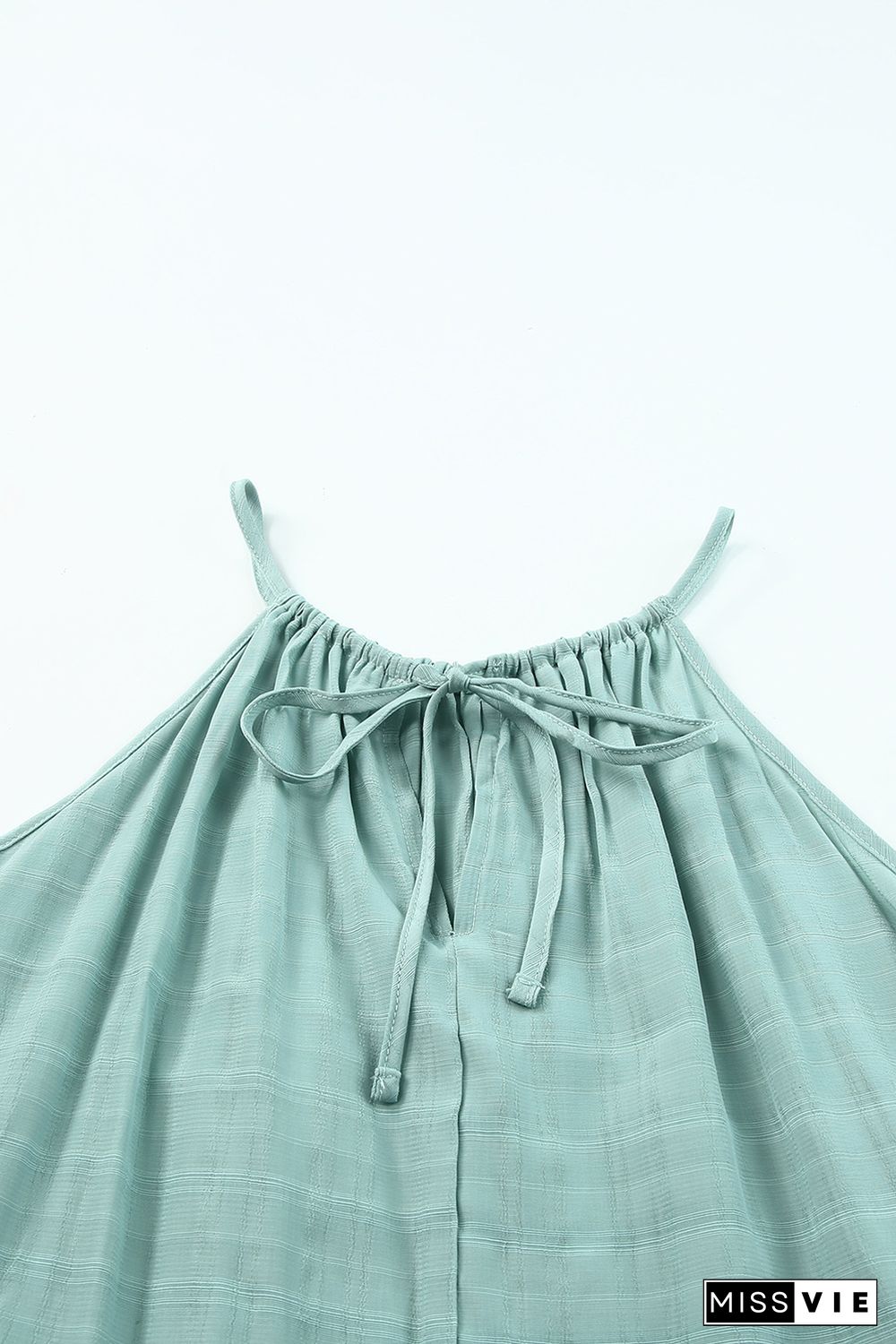 Green Lightweight Ruffle Hem Halter Tank Top