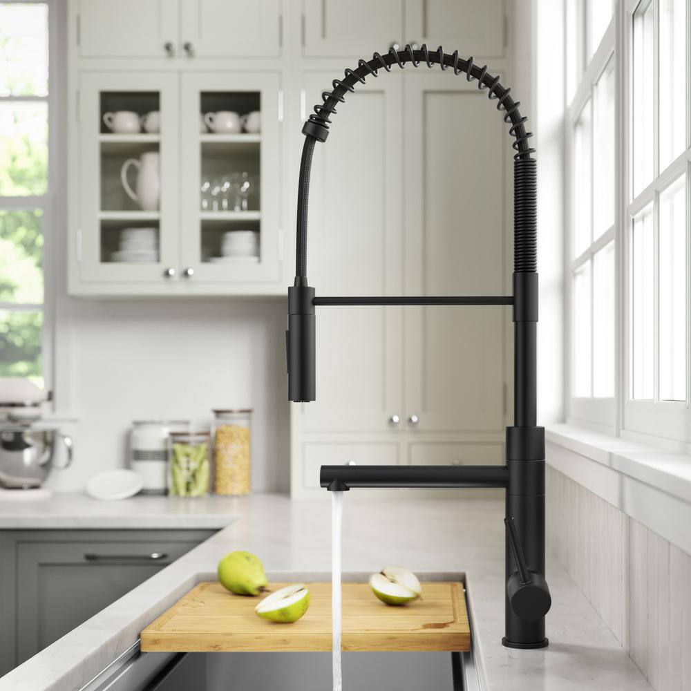 KRAUS Artec Pro CommercialStylePull-Down Single Handle Kitchen Faucet with Pot Filler inMatte Black KPF-1604MB