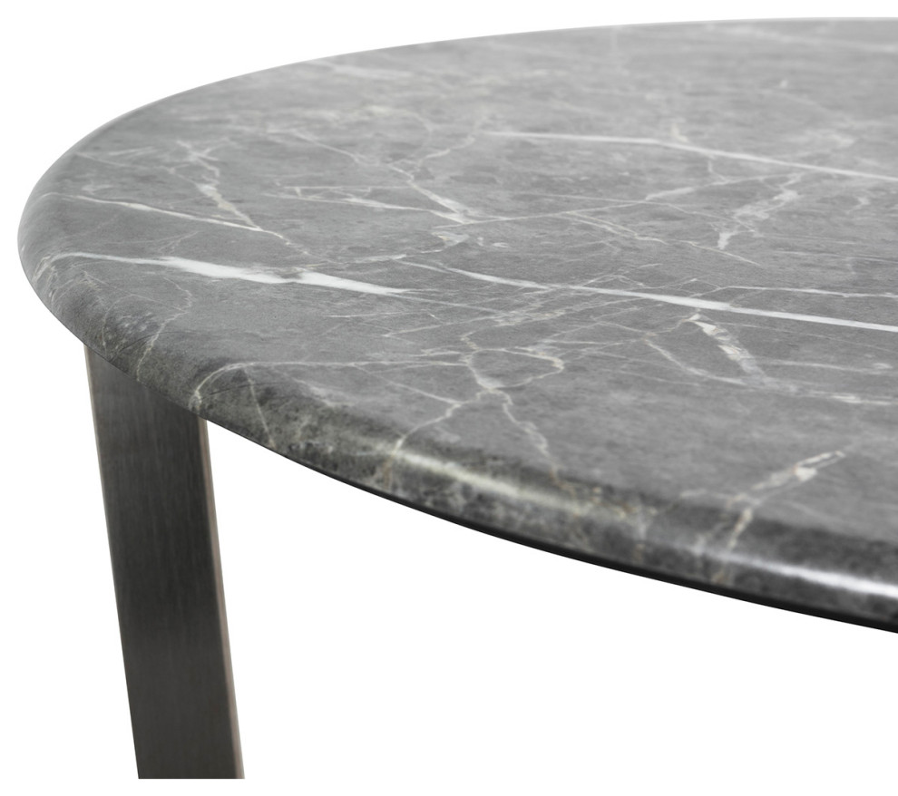 Llona 24 quotRound Side Table Marble Melamine with Stainless Steel Base   Contemporary   Side Tables And End Tables   by Euro Style  Houzz