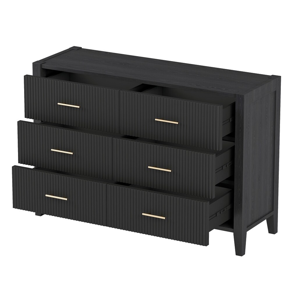 6 Drawer Dresser with Metal Handle for Bedroom