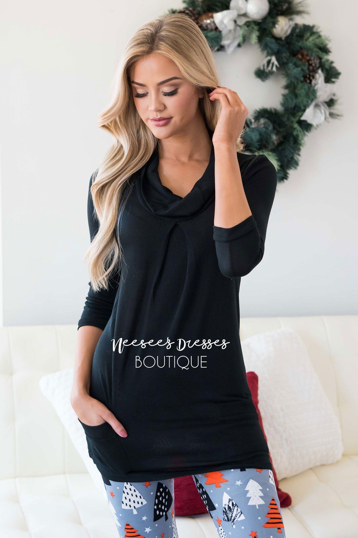 Cowl Neck Pocket Tunic