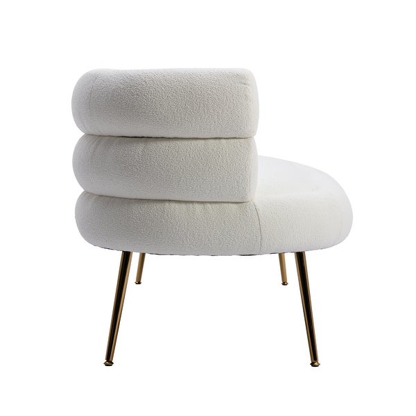 Modern Fabric Accent Chair ， Leisure Sofa with Tufted Back and Golde Metal Legs