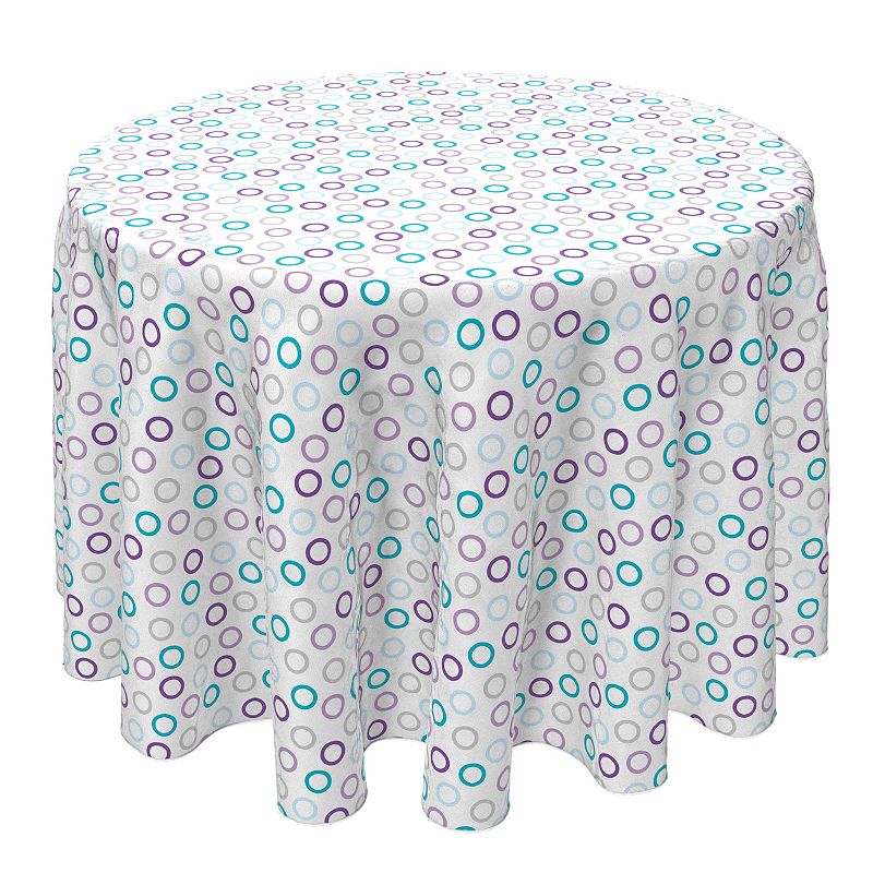 Round Tablecloth， 100% Cotton， 60 Round， Purple and Blue Outlined Dots