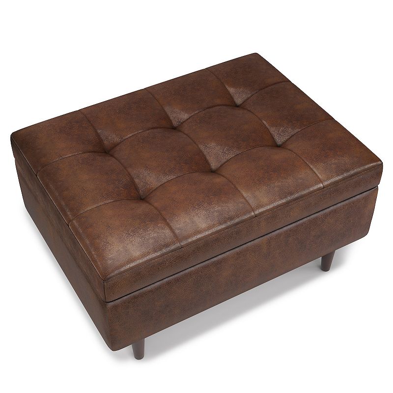 Simpli Home Shay 34-in. Mid-Century Coffee Table / Storage Ottoman