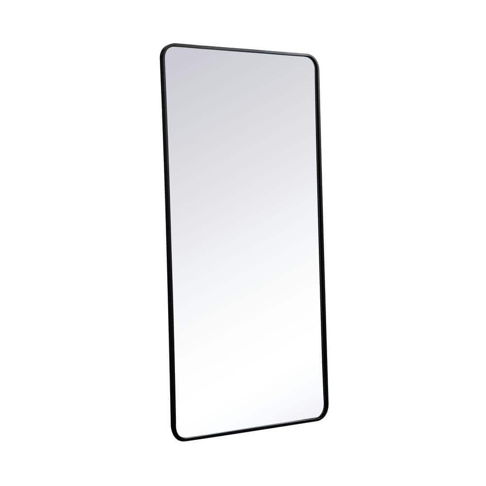 Timeless Home 60 in. H x 30 in. W Black Modern Soft Corner Rectangular Wall Mirror WM1603060BK