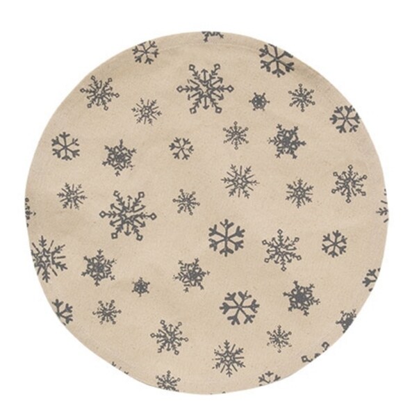 Allover Snowflake Grey Round Mat