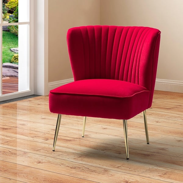 Monica Upholstered Modern Tufted Accent Side Chair with Gold Legs by HULALA HOME