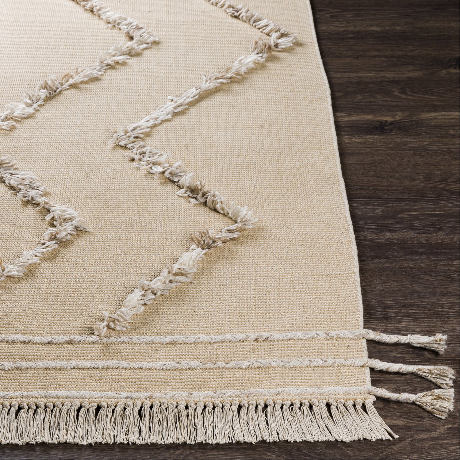 Palo Alto Hand Woven Rug in Wheat, White, Camel, Khaki, Beige, Dark Brown