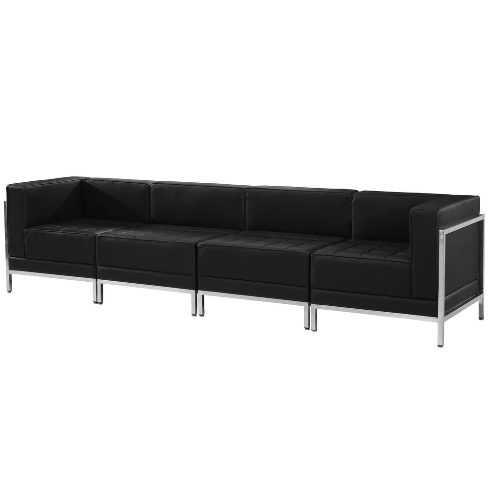 LeatherSoft 4 Piece Modular Lounge Set with Taut Back and Seat   113\