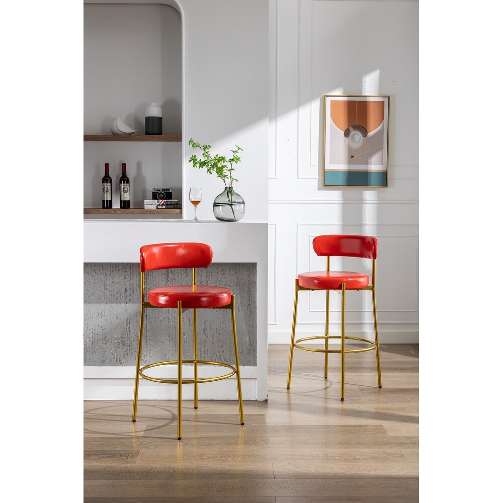 2 industrial armless bar stools with backrest and footstool