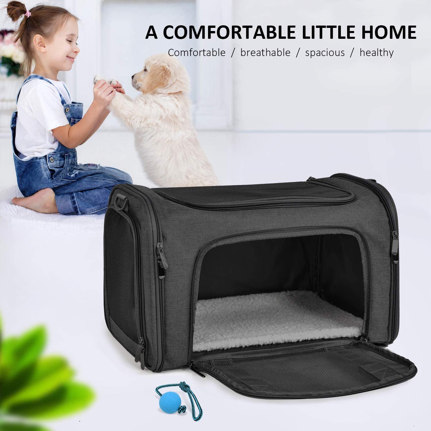 Pet Travel Carrier Soft Sided Portable Bag for Cats， Small Dogs， Kittens or Puppies， Collapsible， Durable， Airline Approved， Travel Friendly， Carry Your Pet with You Safely and Comfortably