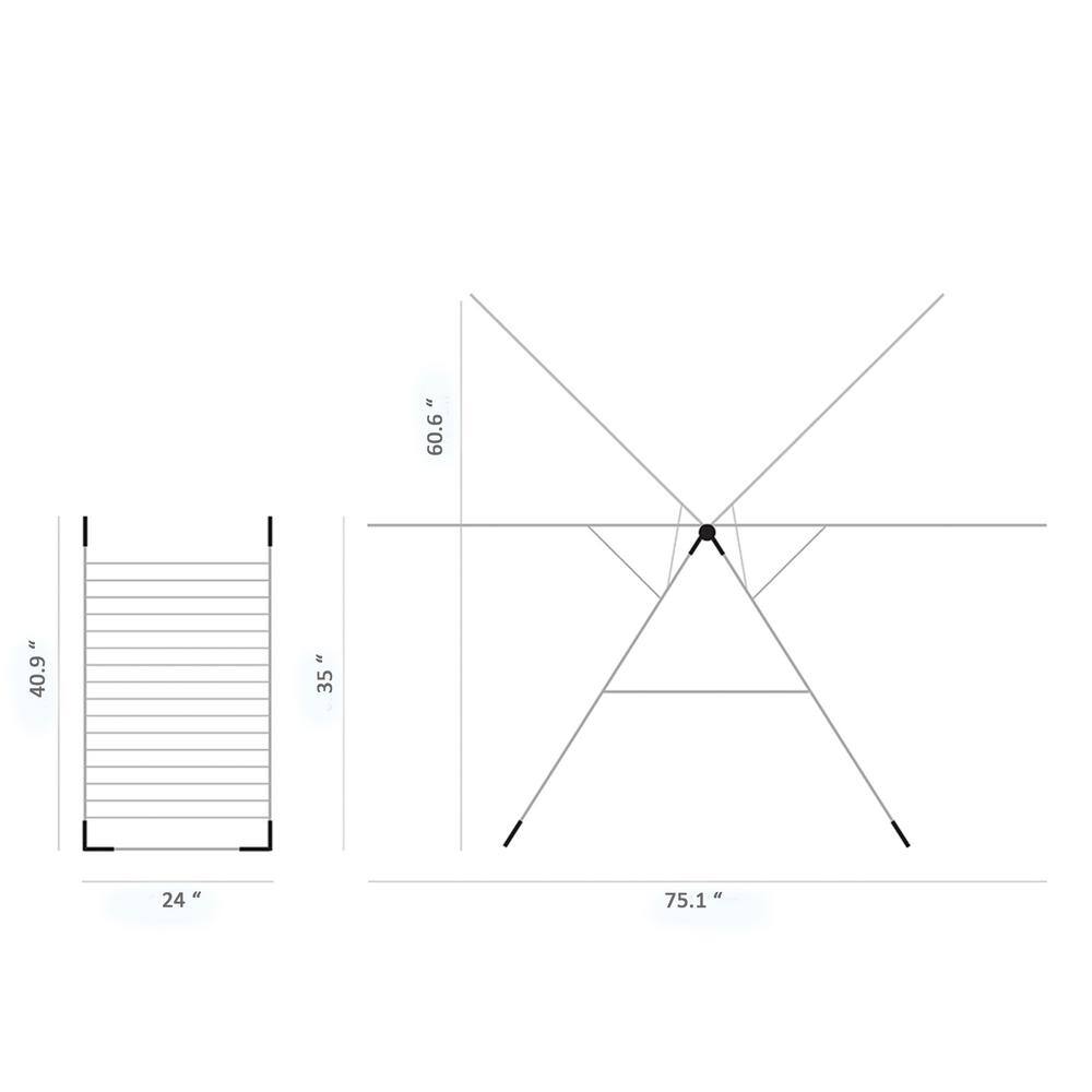 Brabantia 66 ft. (20m) W 75.2 in. x H 35.4 in.T-Model Drying Rack in Fresh White 476068