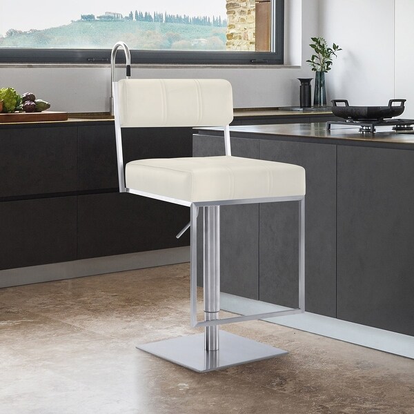 Michele Modern Faux Leather and Metal Adjustable Barstool