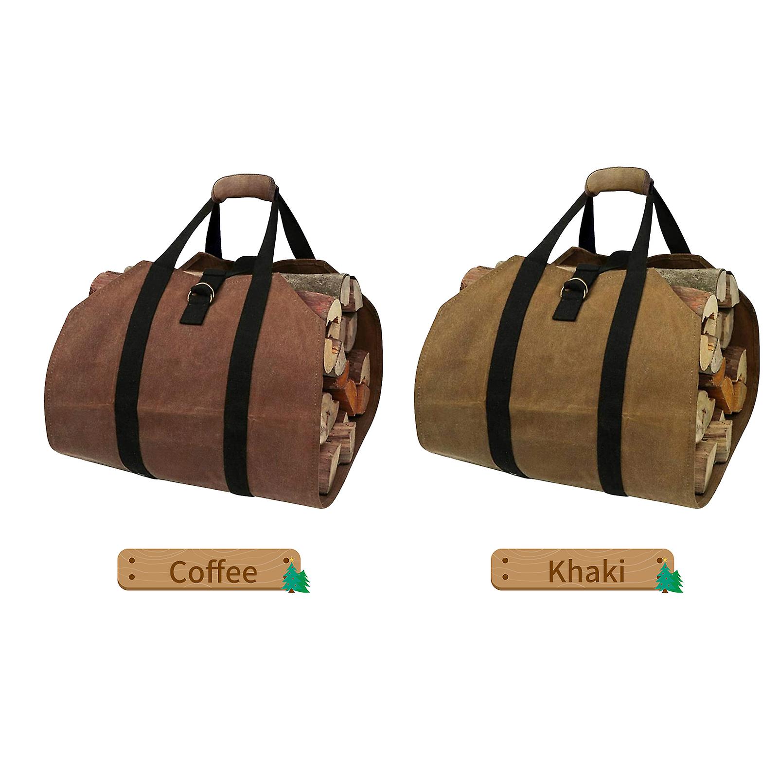 Coffee Firewood Carrier Wood Carring Bag With Handles Durable Waxed Canvas Log Carrier Large Log Tote Bag Firewood Holder For Camping Indoor 39 X 16 I